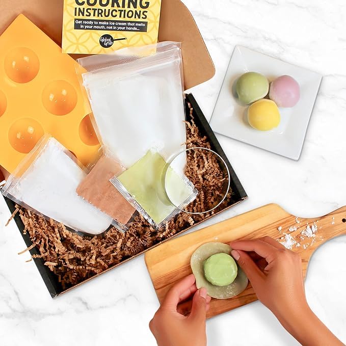 Global Grub Original DIY Mochi Ice Cream Kit - Kit Includes Sweet Rice Flour, Potato Starch, Matcha Powder, Cocoa Powder, ...