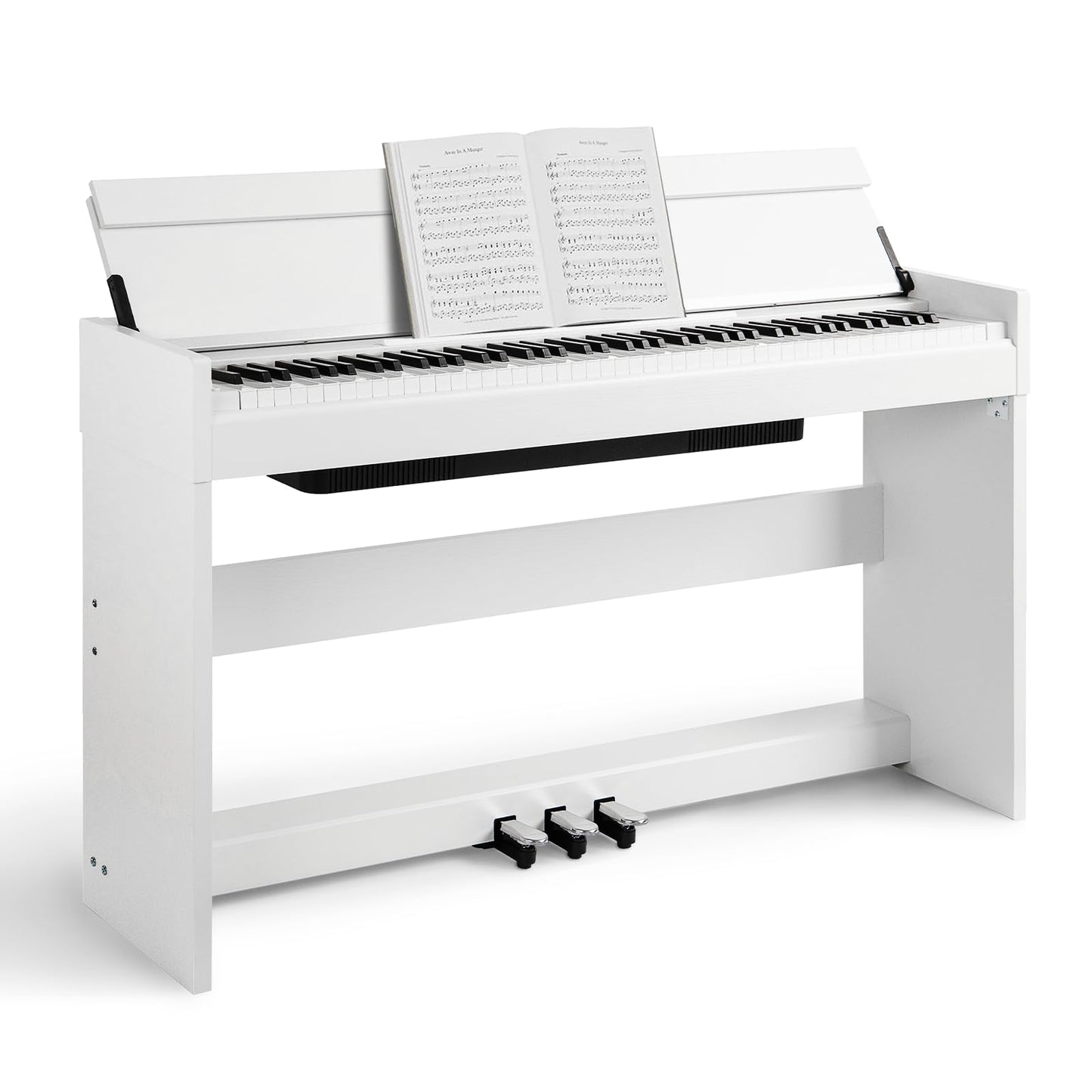 AiJoy 88 Key Weighted Digital Piano Keyboard, Graded Hammer Action Wooden Electric Piano with Cover & Triple Pedal, Sensitive Touch, Support USB MIDI Connect, Recording, Headphone, MP3 Player(White)