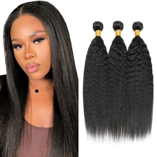 Condescension Human Hair Bundles 18 20 22 Inch Kinky Yaki Wave Human Hair Bundles Unprocessed Brazilian Virgin Quick Weave Hair for Black Women