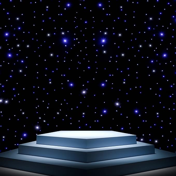 WUPYI LED Backdrop 10ft x 20ft LED Stage Sky Cloth Background Blue and White Star Curtain DMX Control for Wedding Party Ba...