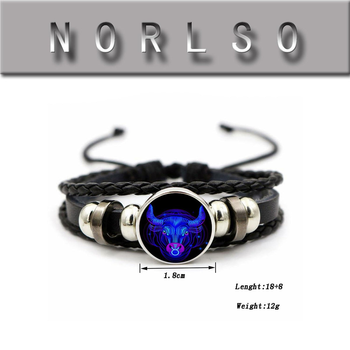 NORLSO Vintage Zodiac Constellation Bracelets Zodiac Guardian Bracelet Black Leather Bracelet Adjustable Handmade Woven Bracelet