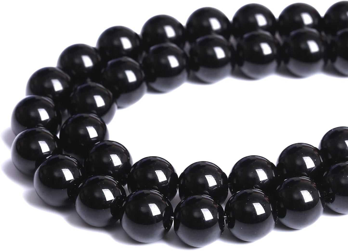 4mm 186pcs Natural Black Agates Onyx Stone Beads Smooth Round Loose Spacer Beads for Jewelry Making DIY Bracelets 32" 2 Strands