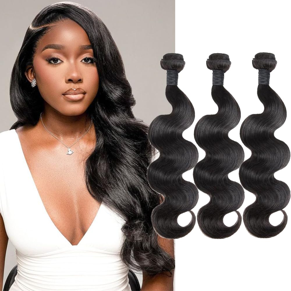 CHEEON Body Wave Bundles Human Hair 14 16 18Inch Human Hair Bundles 12A Grade Unprocessed Brazilian Virgin Hair Extensions 3 Bun