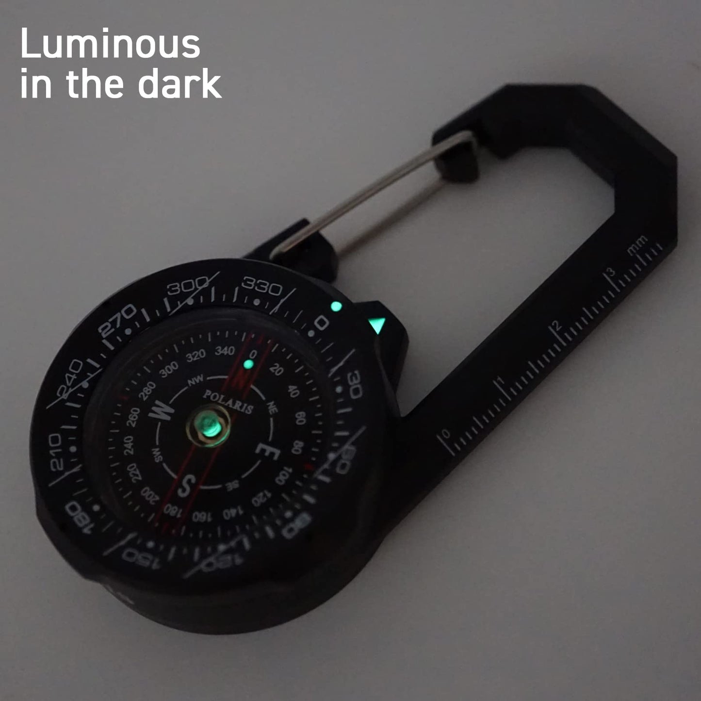 Polaris Tough Clip On Compass 60M Waterproof With Rotating Bezel Water Resistant For Outdoor Hiking Survival Backpack Climbing O