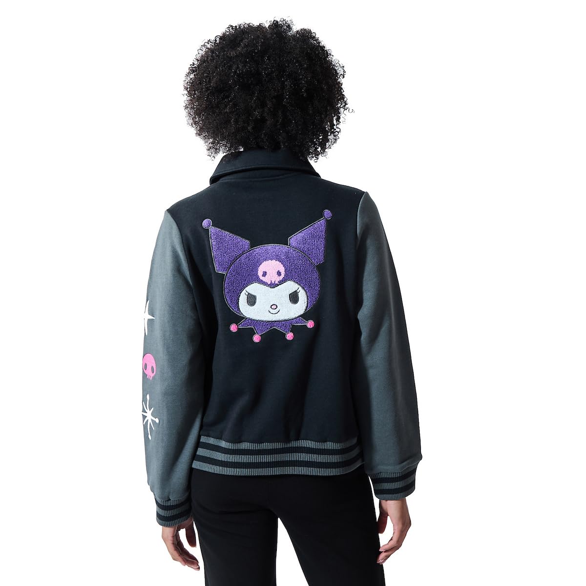 Bioworld Kuromi Women's Long Sleeve Varsity Jacket-Small
