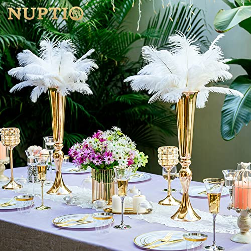NUPTIO Gold Tall Centerpiece Table: 21.9" Trumpet Vases for Wedding Metal Flower Stand for Party Decorations Set of 2