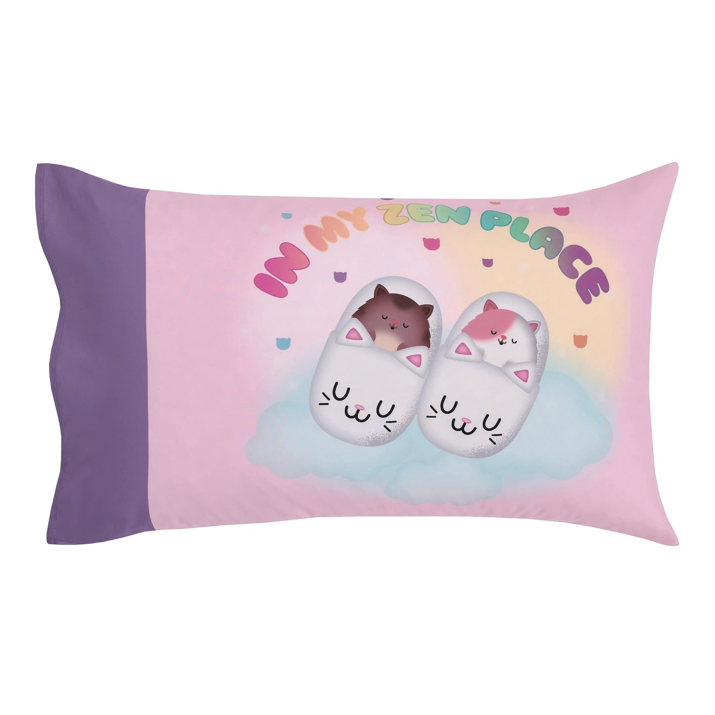 DreamWorks Gabby's Dollhouse Dream It Up Pink and Purple Kitty Fairy 2 Piece Toddler Sheet Set - Fitted Bottom Sheet and Reversible Pillowcase