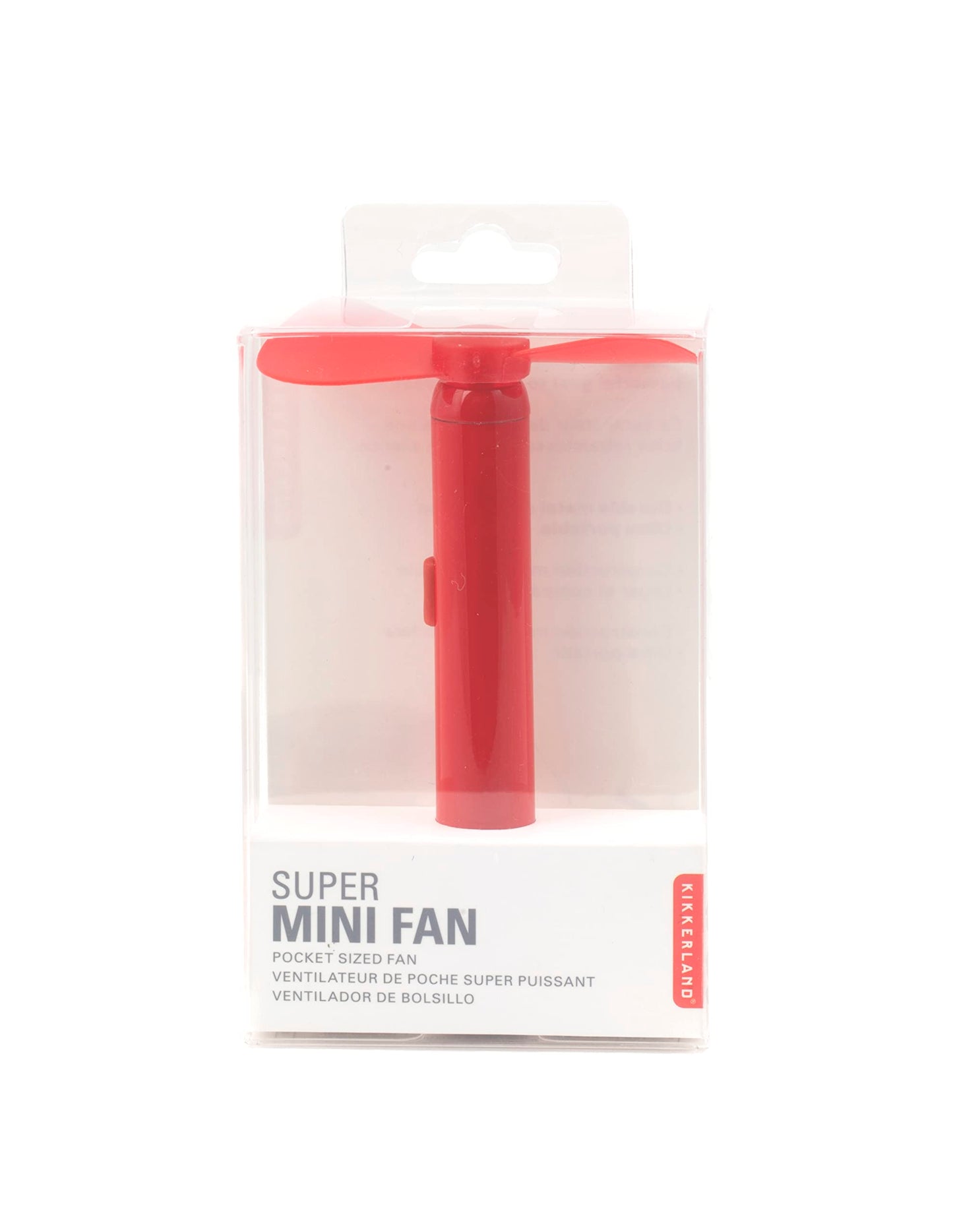 Kikkerland Handheld The Super Mini Compact Portable Brass Metal Pocket Sized Small Fan, Battery Operated (Aaa), In Blue/Black/Re