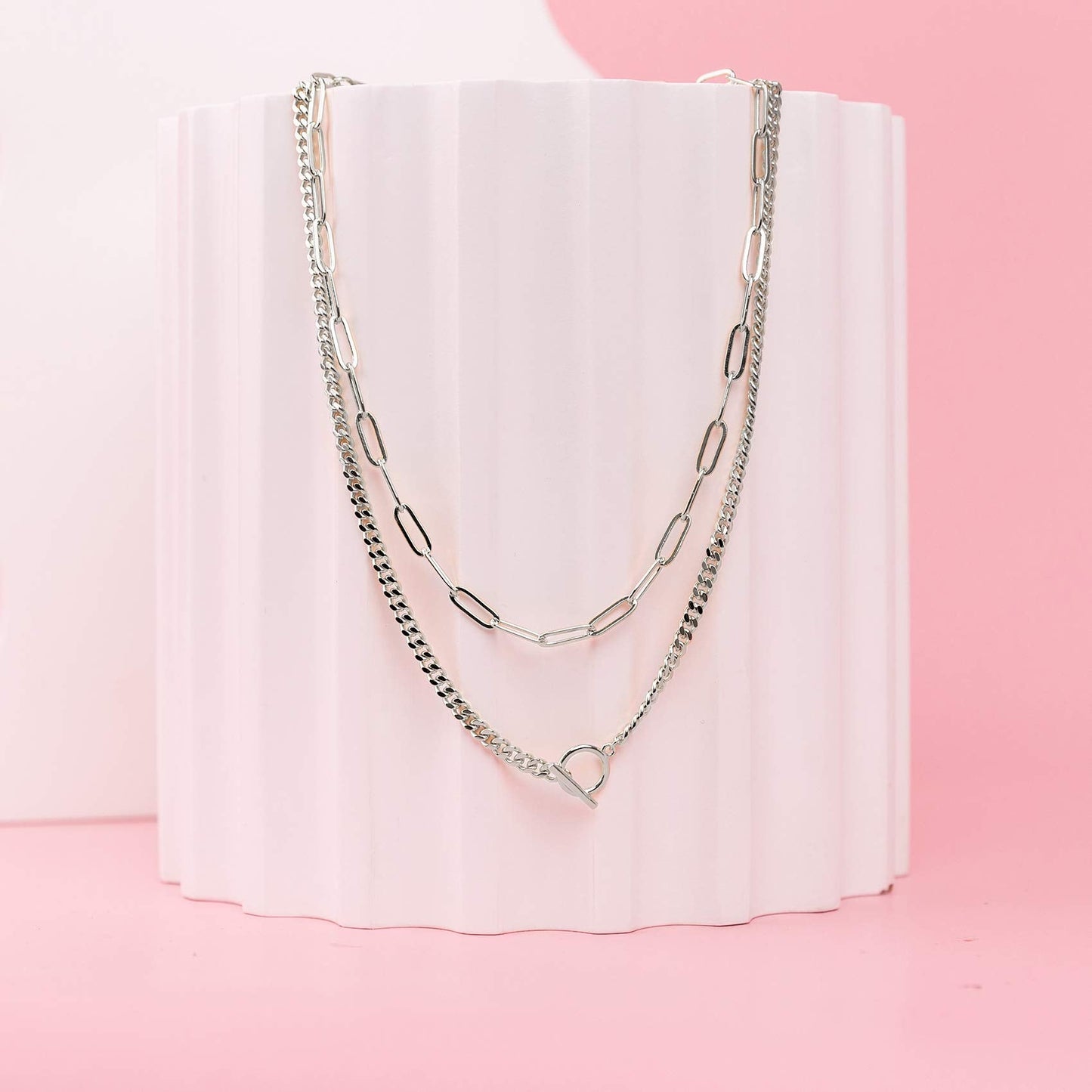 PAVOI 14K Gold Plated Double Lock Chain Necklaces for Women - Extender Chain Jewelry - Hypoallergenic 925 Sterling Silver Neckla
