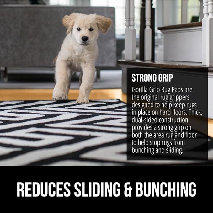 GORILLA GRIP Strong Rug Pad Gripper, 7x10 FT, US Designed, Grips Keep Area Rugs Safe and in Place, Thick, Slip and Skid Resistant Pads for Hard Floors, Under Carpet Mat Cushion and Hardwood Protection