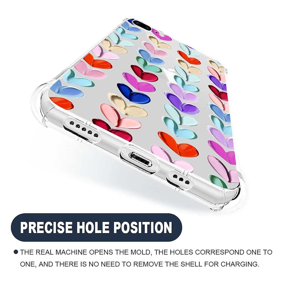 Tamefox Case Compatible With Clear Iphone 8 Plus 7 Plus,Oil Painted Heart Slim-Fit Shock-Resistant Raised Bezel Camera Protectio