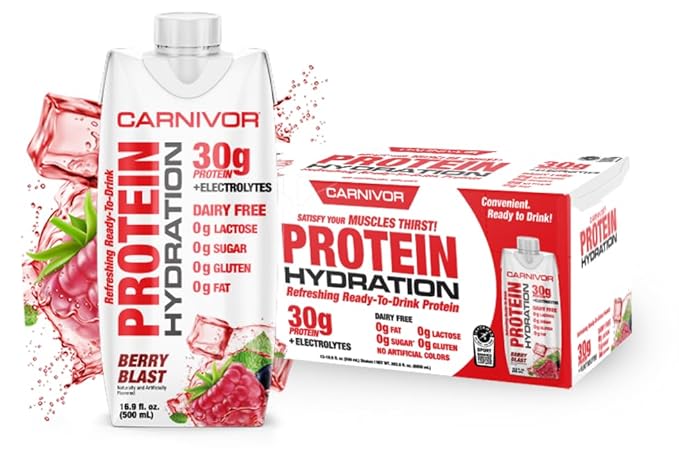 MuscleMeds Carnivor Protein Hydration RTD, Ready to Drink, Lactose Free, Sugar Free, 30g Isolate Protein, Halal Certified,...