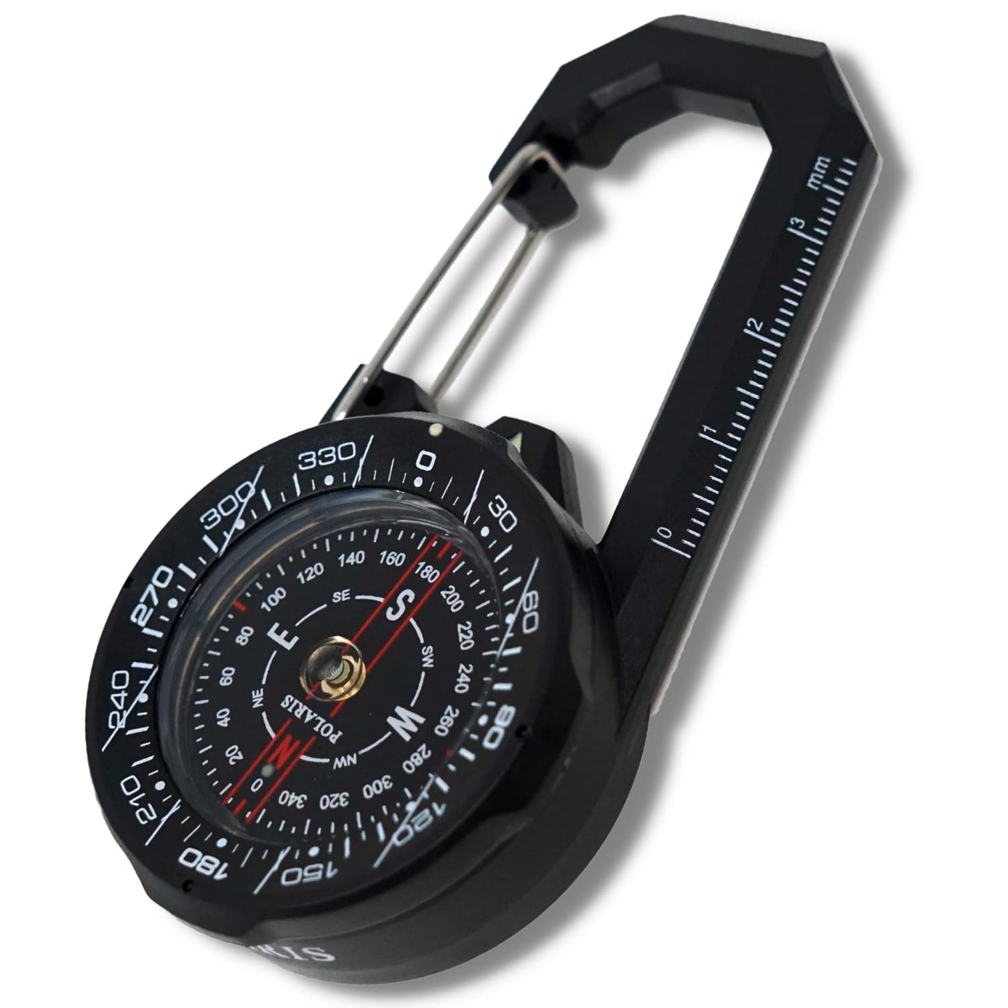 Polaris Tough Clip On Compass 60M Waterproof With Rotating Bezel Water Resistant For Outdoor Hiking Survival Backpack Climbing O