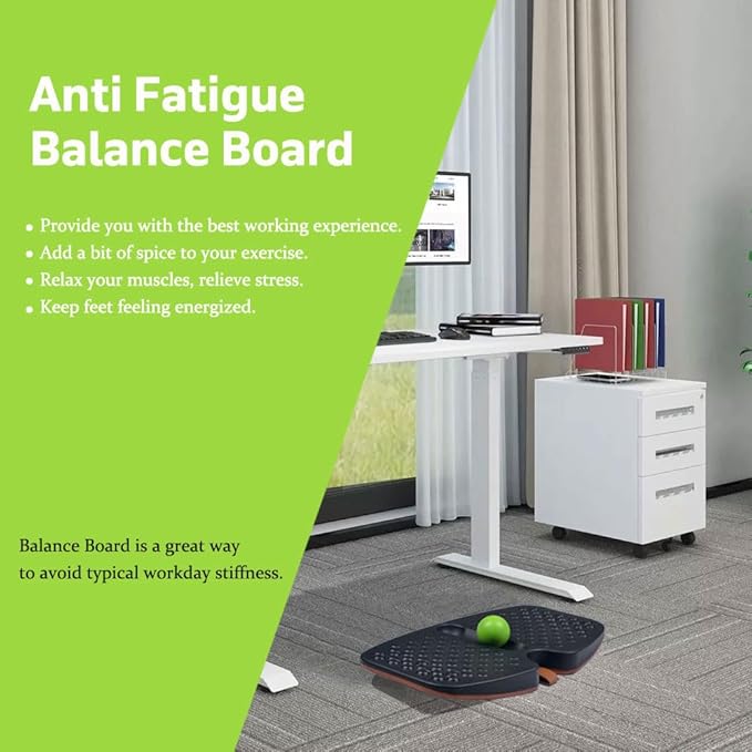 Acdet Balance Board with Slidable Ball, Black Wooden Standing Desk Board for Standing Work, 23.5 x 24 x 12'', Office Work and Muscle Relaxation, Foot Massage Balance Board to Relieve Fatigue, Adult Use up to 300 lbs