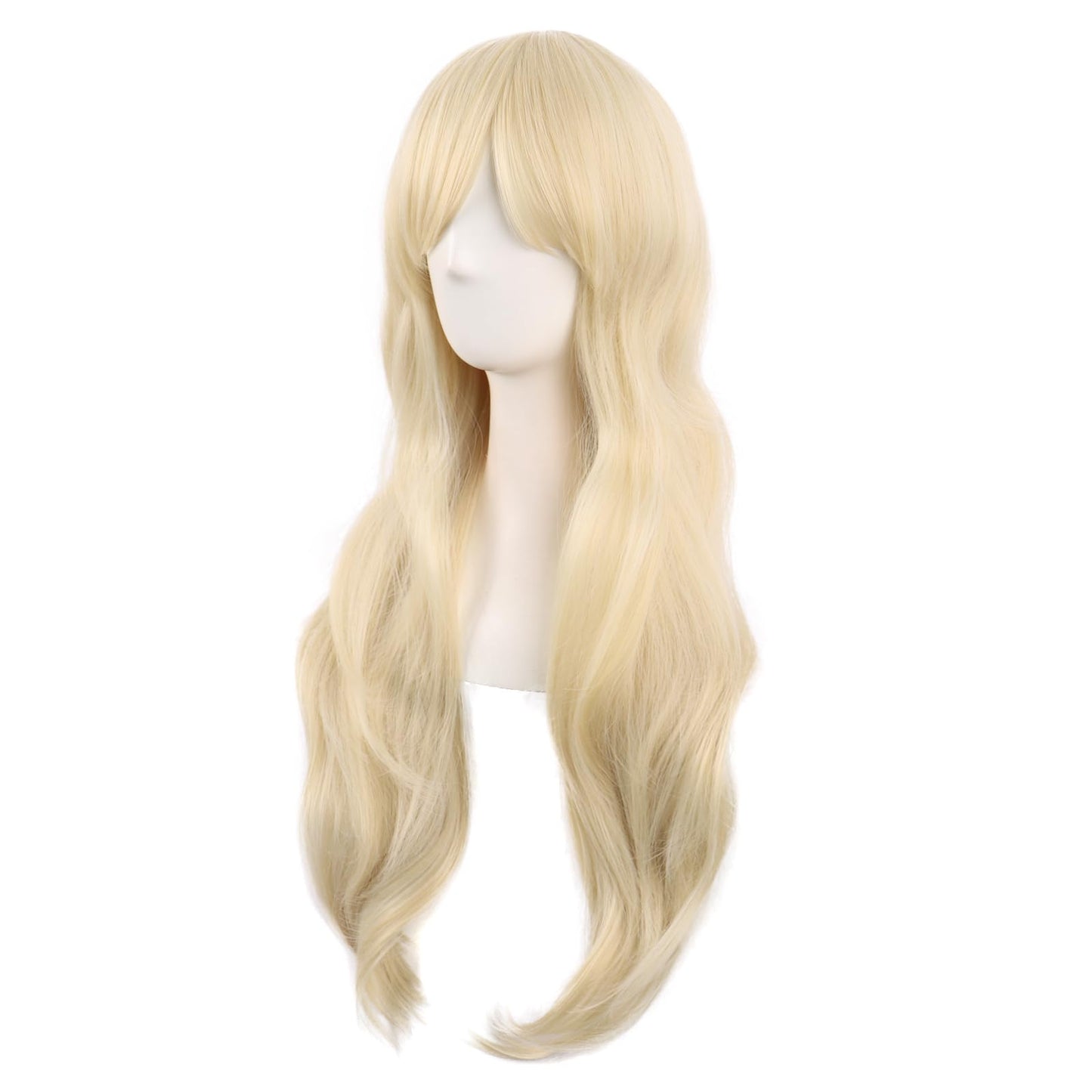 MapofBeauty 28 Inch/70 cm Women Side Bangs Long Curly Hair Cosplay Synthetic Wig (Mixed Blonde)