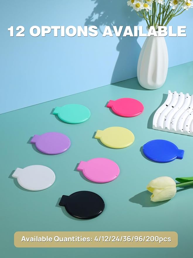 Qislee Compact Mirror Bulk, Pocket Small Mini Folding Mirrors for Purse, 200 Packs (8 Colors)