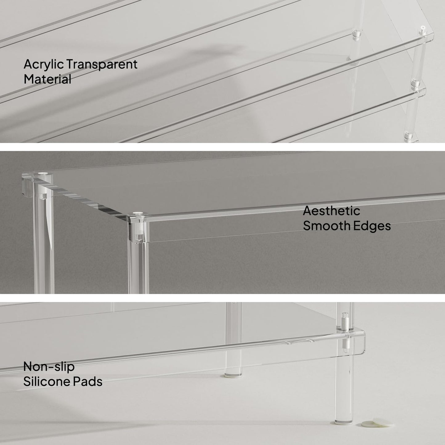Aquiver Acrylic 3-Tier Long Shoe Rack - Clear Wide Shoe Rack for Closet - Entryway Shoe Storage Organizer - 42.7'‘ L x 11.8'' W x 20.5'' H, Easy Assembly & Clean
