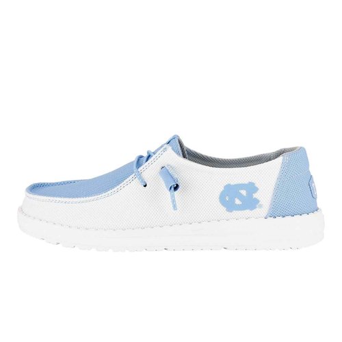 HEYDUDE Women's Wendy UNC White/Blue Size 9 | Womenâ€™s Shoes | Womenâ€™s Slip-on Loafers | Comfortable & Light-Weight