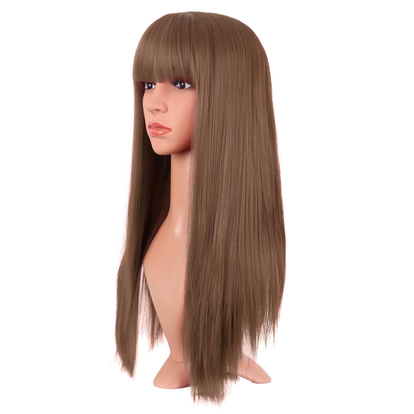 MapofBeauty 24 Inch/60 cm Long Straight Synthetic Hair Heat Resistant Party Cosplay Wig (Medium Brown)