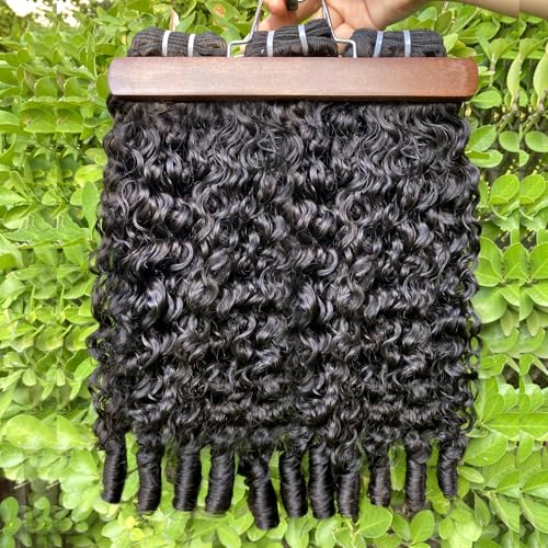 PerisModa Burmese Curly Bundles Human Hair 100% Unprocessed Raw Virgin Water Wave Quick Weave Hair Bundles with Spiral Curly Ends 15A 3C4A Kinky Curly Human Hair One Bundles Natural Black 24Inch