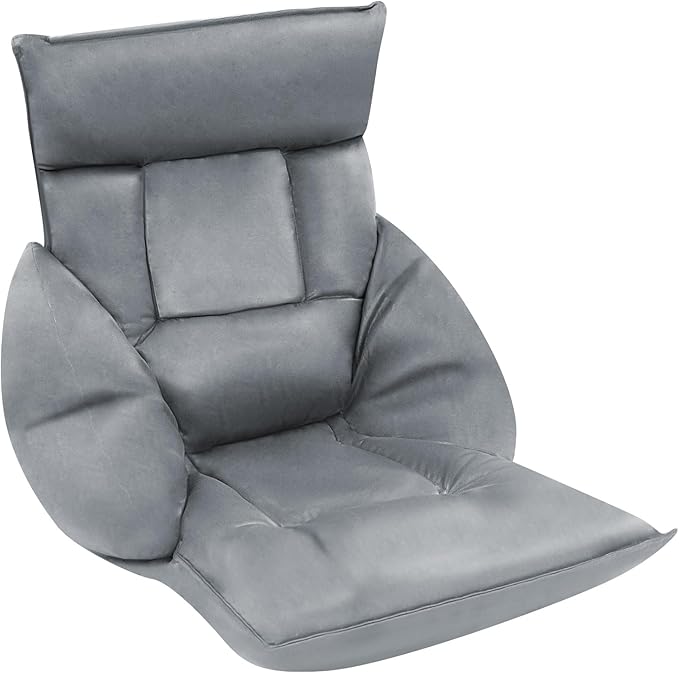 Floor Chair with Back Support, Folding Sofa Chair with 5 Adjustable Position, Cozy Tatami Human Bed with 5 Adjustable Positions for Living Room, Bedroom, Grey