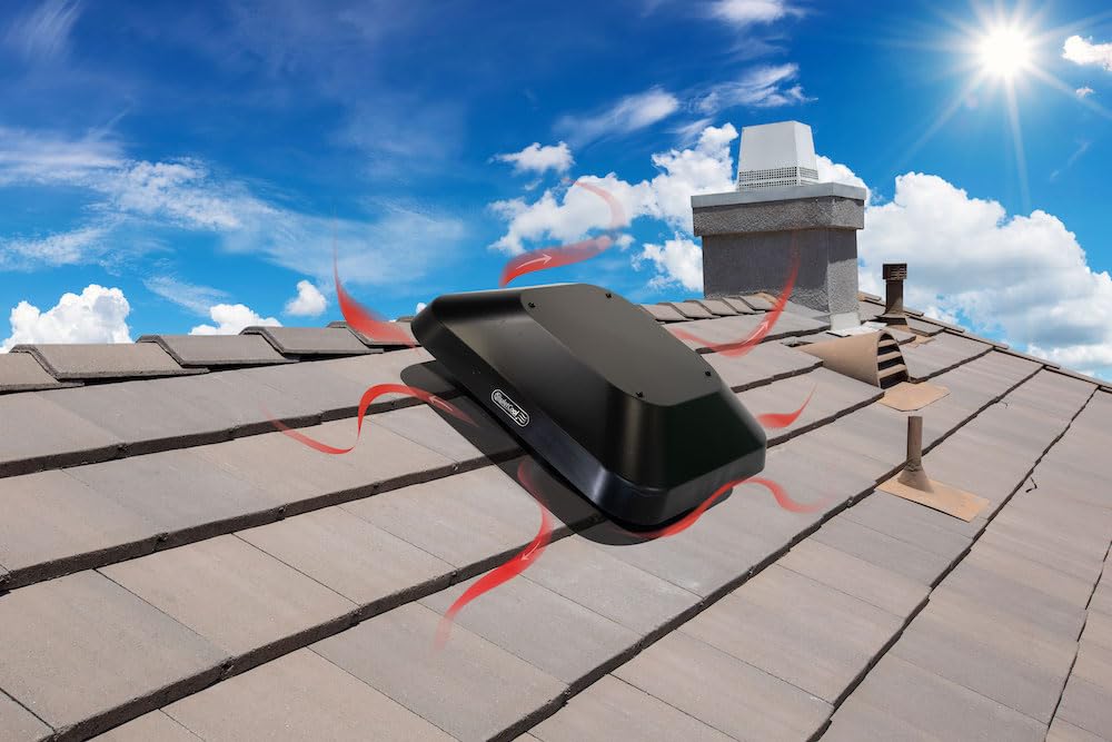 Quietcool AFR SMT PRO-2.0 Roof Mount Smart Attic Fan - 1922 CFM - Smart App Control - Thermostat and Humidistat - 20ft Power Cord - Plug-and-play - Two Speed
