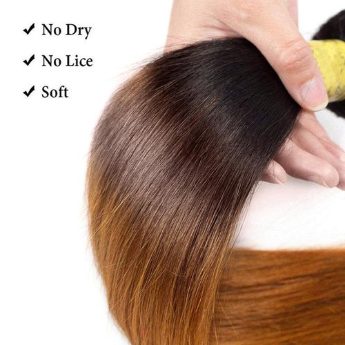 T1B430 Ombre Brown Bundles Human Hair 26 28 30 Inch Straight Human Hair Bundles Ombre Bundle T1B/4/30 Brown Bundle Unprocessed Brazilian Virgin Hair for Black Women