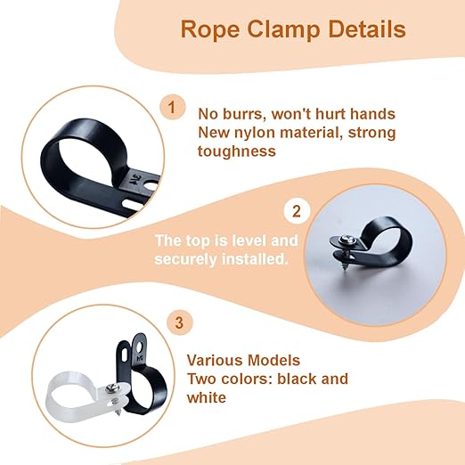 500 Pack 3/4 in Rope Light Clips p-Style Mounting Clips Plastic Cable Clamps for Wire Management (White-500p, 3/4)