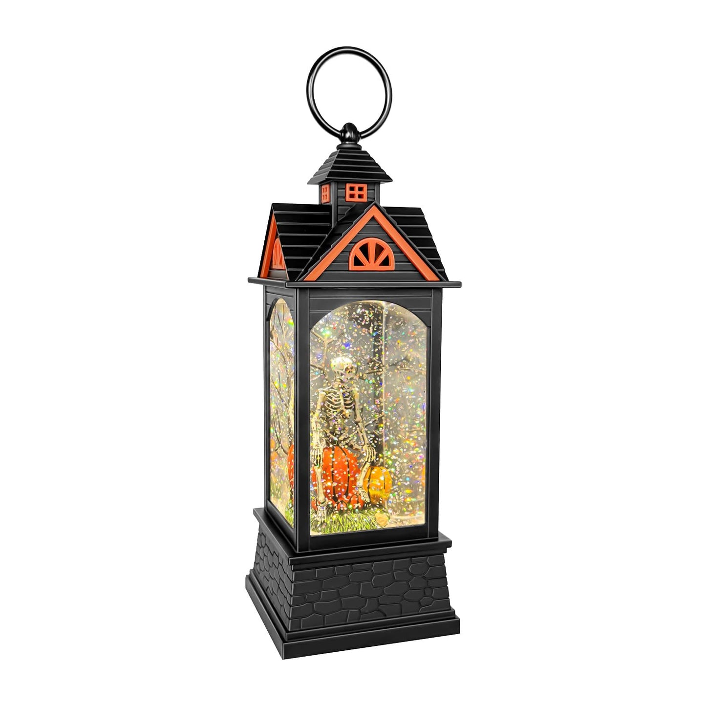 AOMIL Halloween Snow Globe Lantern, Spooky Ghost Halloween Decor, Plug-in & Battery Operated Snow Globes for Halloween Decorations Indoor
