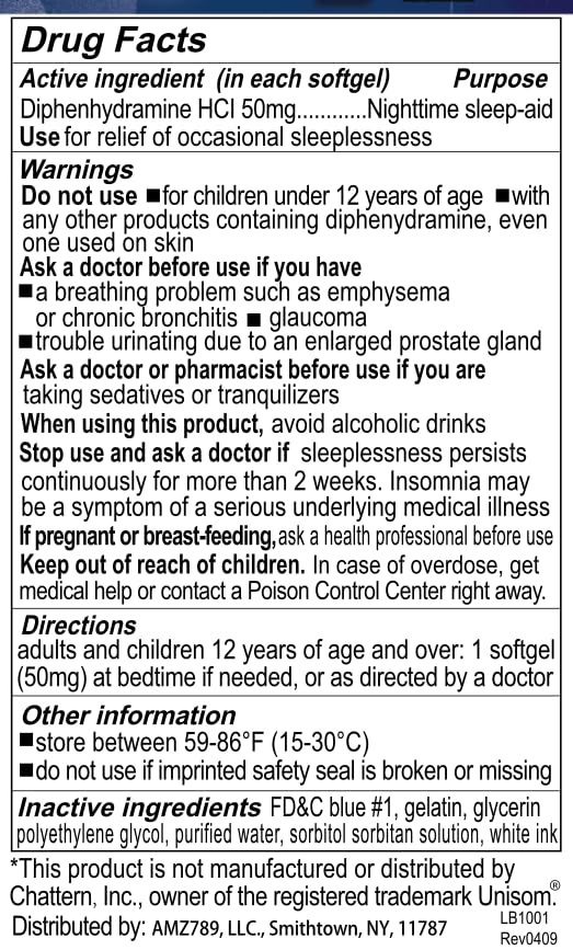 RXZELL Sleep Aid, Diphenhydramine Softgels 50mg, Easy-to-Swallow, Supports Deeper Restful Sleeping, Non Habit-Forming (220 Counts | Pack of 2)