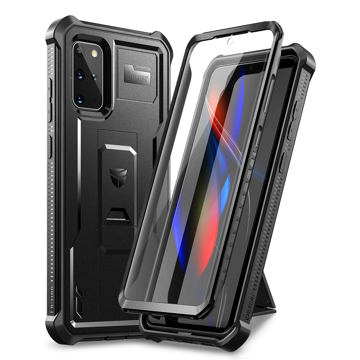 Dexnor For Samsung S20 Plus Case, [Built In Screen Protector And Kickstand] Heavy Duty Military Grade Protection Shockproof Prot