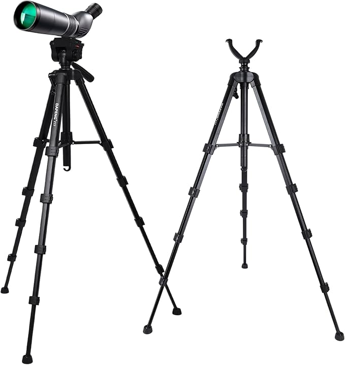 DAPENG Spotting Scope Tripod,Shooting Hunting Rest V Yoke Stand with Travel Bag and Phone Holder,Compatible with Monocular/Astronomical Telescope/DSLR Camera/Cell Phone/Projector (70 inch)