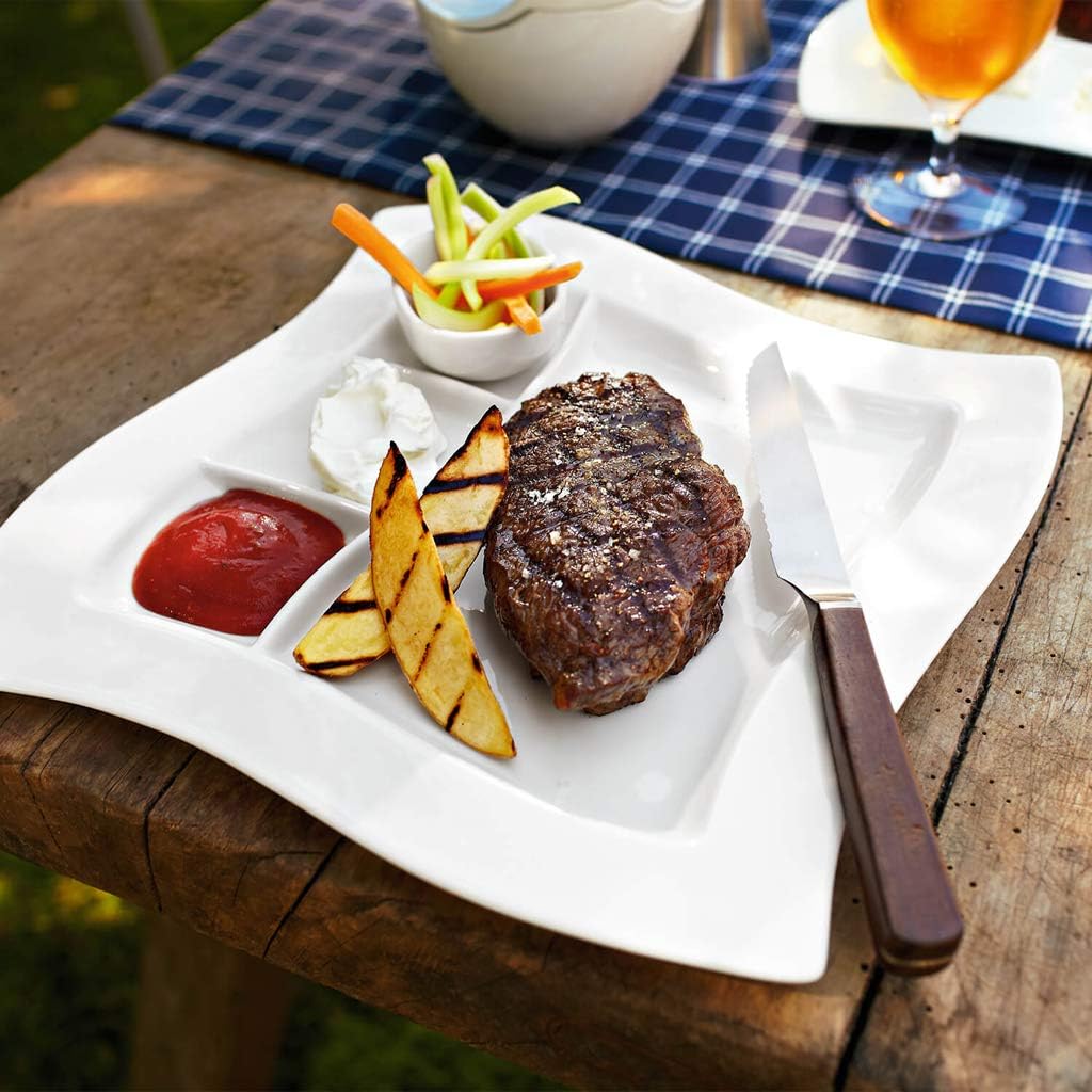 Villeroy & Boch New Wave Grill Plate, 10.5 in, Premium Porcelain, White
