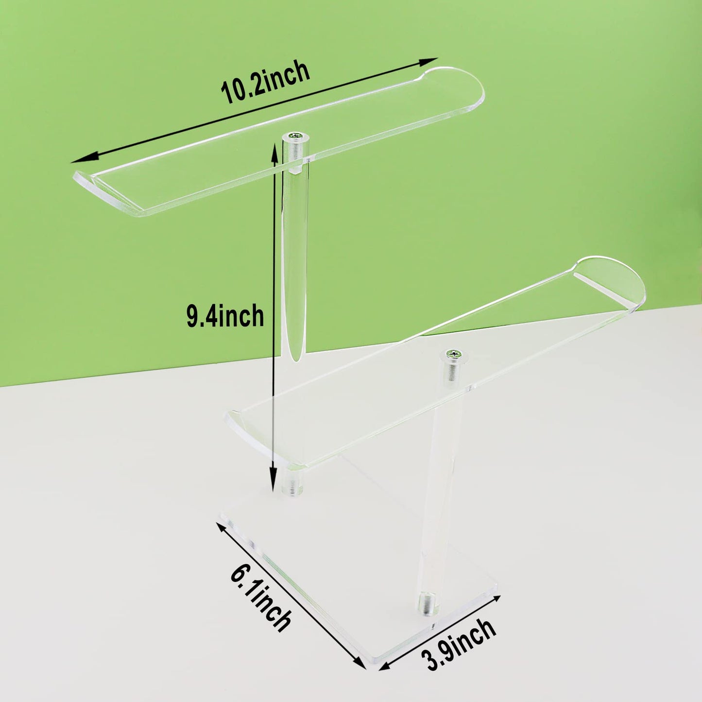 Bigfety Acrylic Headband Holder, 2 Pack Clear Headband Organizer Stand, Hair Accessories Storage (2-Tier & 2-Panel)