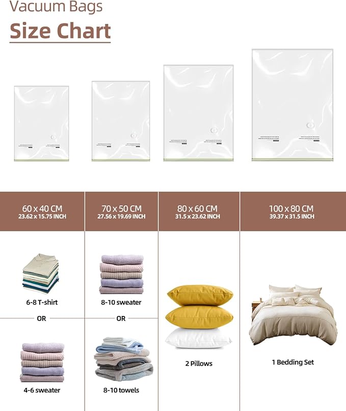 Vacuum Storage Bags, Vacuum Seal Bags for Foam Mattress,Clothing & Bedding, Space Saver Bags for Organization and Storage(10 Large)