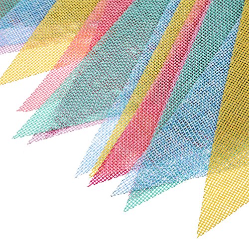 Boao 48 Pieces 36 Feet 4.9x6.7 Inch Colorful Pennant Flags Banner Imitated Burlap Bunting Banner Triangle Flag Garland for...