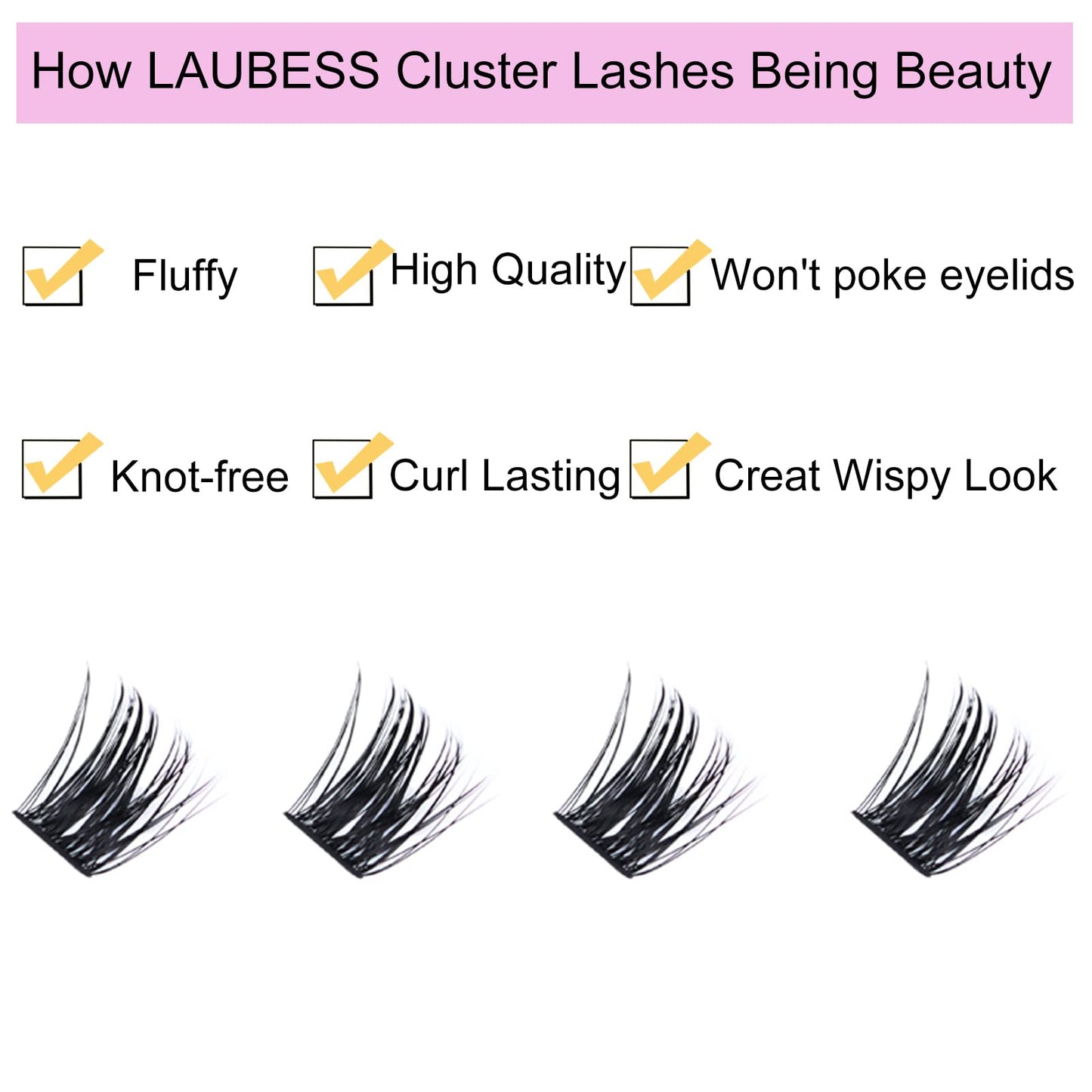 Eyelash Clusters LAUBESS Lash Clusters Individual Lashes Cluster Eyelash Extensions DIY at Home Waterproof Cluster Lashes (20D-0