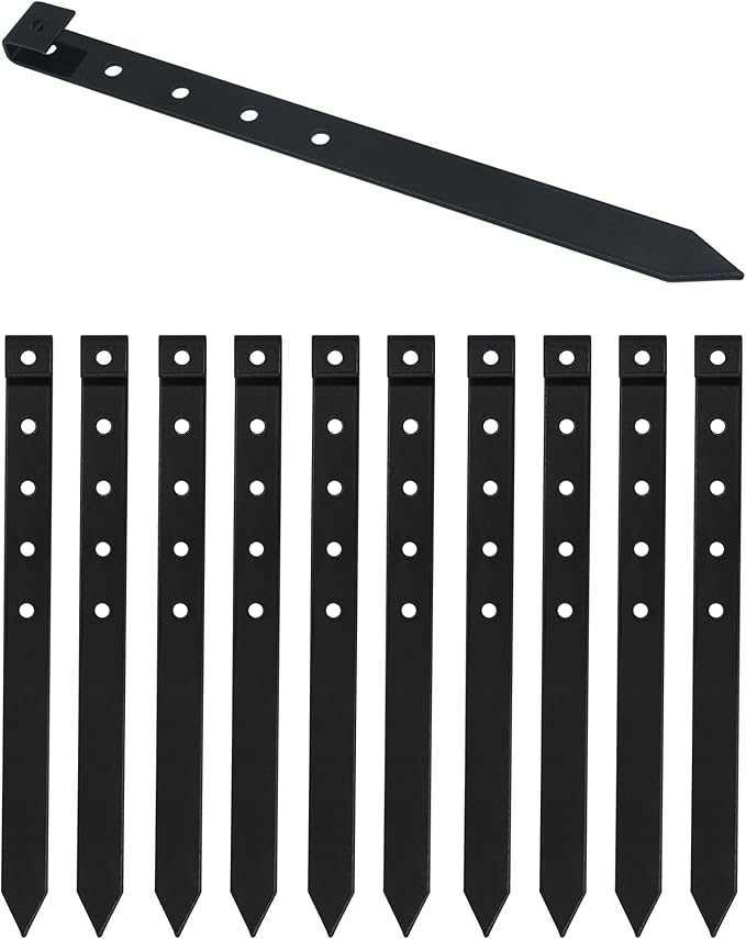 LIDUOMINIKE 60Pcs Metal Garden Landscape Edging Stakes,Black,10 Inch Landscaping Stakes, Anchoring Spikes, Landscape Edging Spikes for Ground,Bender Board,Tent Anchoring,Inflatable Decorations