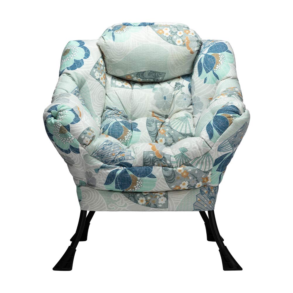 HollyHOME Modern Fabric Large Lazy Chair, Accent Oversized Comfy Reading Chair, Thick Padded Cozy Lounge Chair with Armrest, Steel Frame Leisure Sofa Chair for Living Room, Bedroom, Dorm, Fan Print