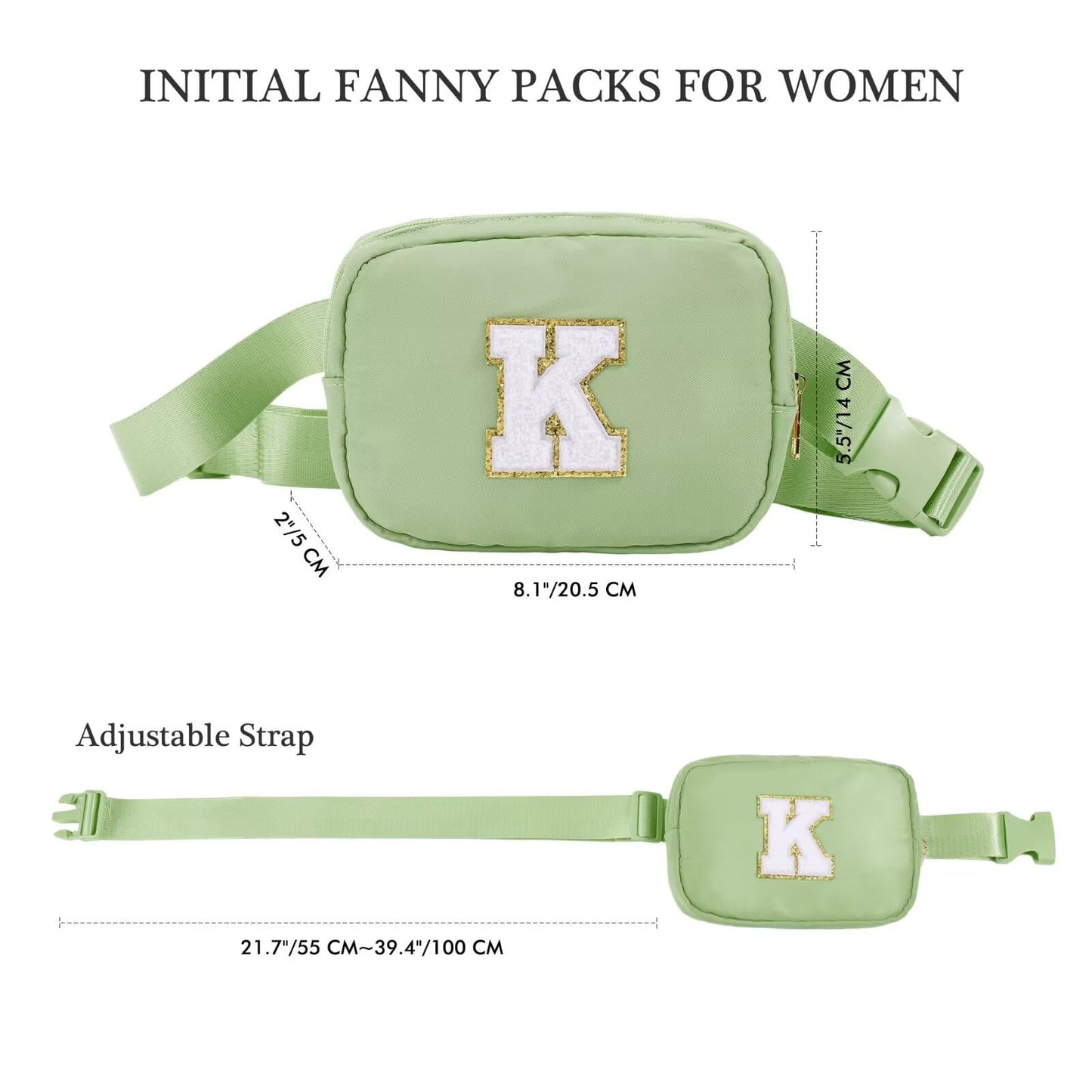 YOOLIFE Birthday Gifts for Women - 30th 40th 50th 60th 70th Birthday Gifts for Mom Daughter Her Friend Sister Girlfriend, Personalized Gifts Christmas Gifts, Initial Belt Bag Crossbody Bags, Green S