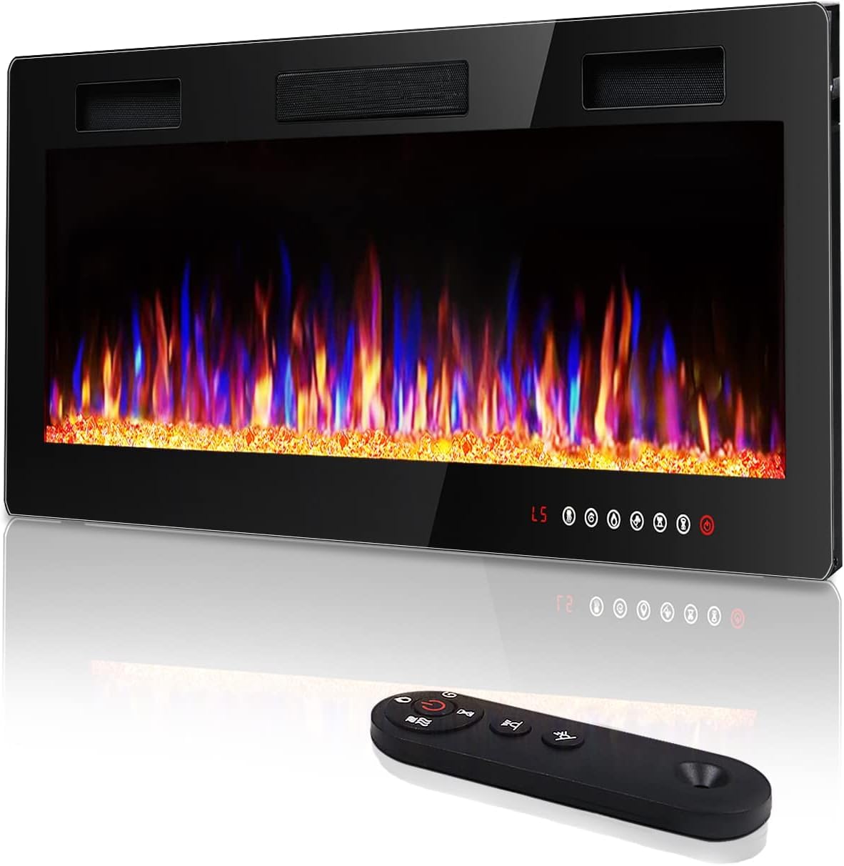 Vitesse 30 inch Ultra-Thin Electric Fireplace in-Wall Recessed and Wall Mounted Fireplace Heater,Linear Fireplace with Multicolo