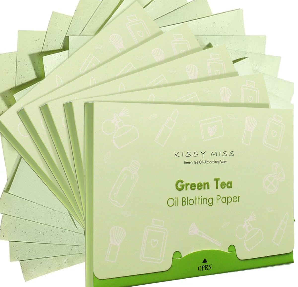 Kissy miss Green tea oil blotting sheets for face,500 sheets in 5 Pack,lift away excess oil,easy to slip into your purse, makeup