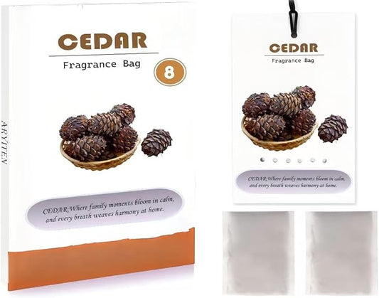 8 Packs Large Cedar Scented Sachets for Closet Deodorizer Drawers, Hanging Long Lasting Potpourri Bags Home Fragrance Air Freshene