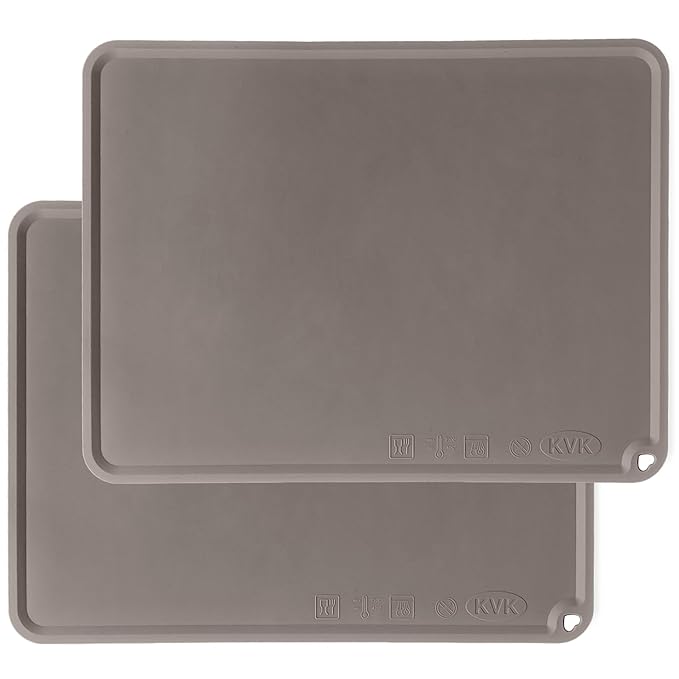 Silicone Placemat for Toddles Kids Non-Slip Reusable Portable Baby Placemats for Restaurant Stain-Proof Children Food Mats Eating Table Mat 2 Pack (Charcoal)