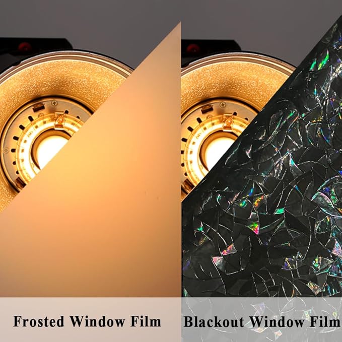 100% Light Blocking Privacy Window Film Blackout 3D Prism Sliding Glass Door Tint Room Darkening Rainbow Static Cling Heat Control Anti UV Removable Cover Decal Contact Paper Home Office,35x157in.