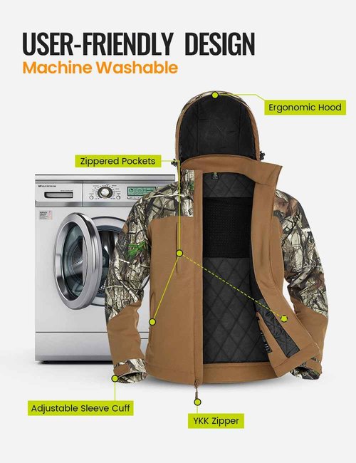 TIDEWE Heated Jackets for Men with Battery Pack, 180G Insulation Work Jackets, Water-resistant Coat (Brown, Size L)
