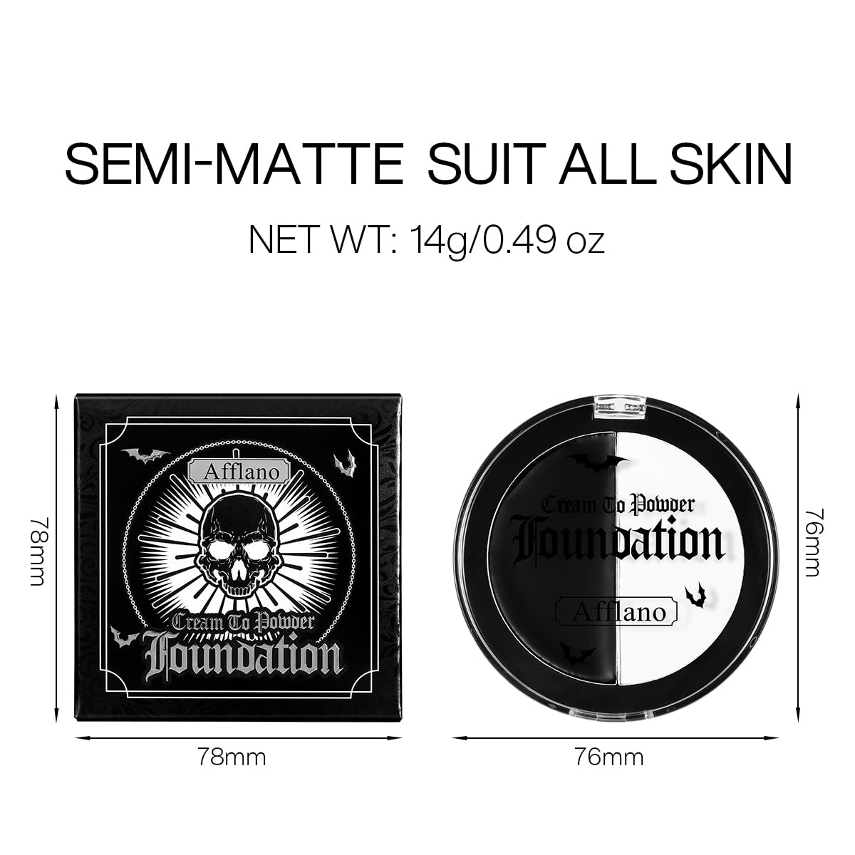 Halloween Black White Face Paint, Goth White Foundation Makeup Cream To Powder Greasepaint, Emo Gothic Clown Cosplay Face Painti