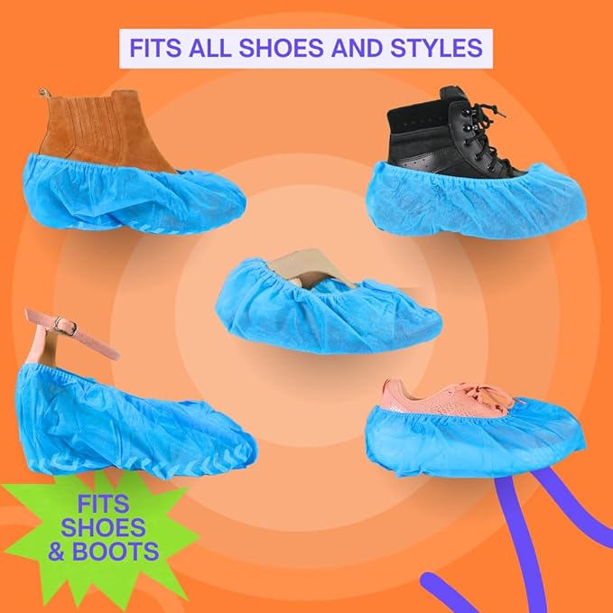 Frontline Shoe Covers Disposable Non-Slip 100 Pack, Premium Non-Woven Durable Booties Shoes Covers – Water Resistant Thick Anti-Slip - One Size Fits Most by Frontline (Blue 1000 Pack)