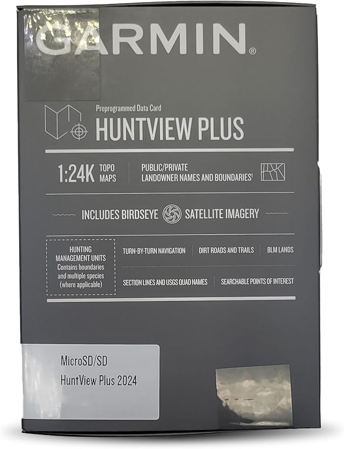 Garmin HuntView Maps 2024/2025 – Preloaded microSD Card with 24K Topographic Maps, Public & Private Landowner Data, Huntin...
