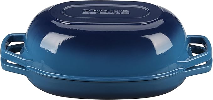 Enameled Cast Iron Oval Dutch Oven Pot with Lid, Dutch Oven for Sourdough Bread Baking, Oval Bread Pan, Bread Oven, Bread Dutch Oven, 5qt, Lake Blue
